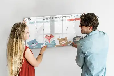 Magnetisch glazen memobord voor weekplanning