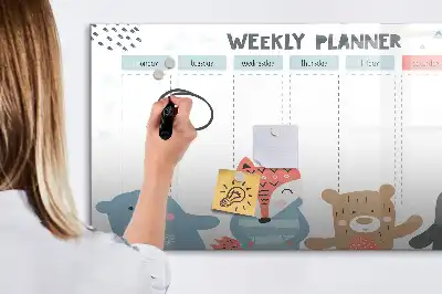 Magnetisch glazen memobord voor weekplanning
