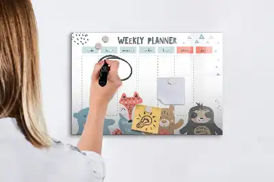 Magnetisch glazen memobord voor weekplanning