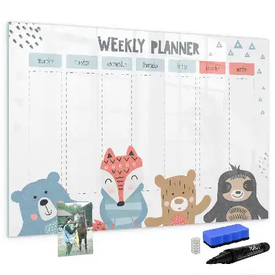 Magnetisch glazen memobord voor weekplanning