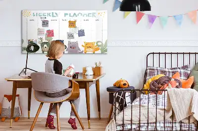 Kinder weekplanner beschrijfbaar magneetbord van glas met design