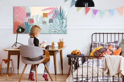 Magnetisch glazen schrijfbord met pastelbladeren print