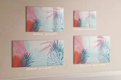 Magnetisch glazen schrijfbord met pastelbladeren print