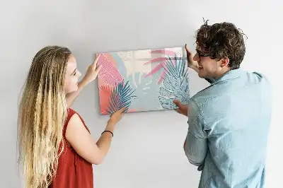 Magnetisch glazen schrijfbord met pastelbladeren print