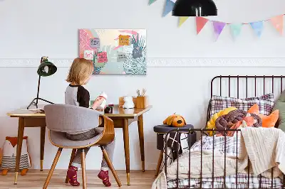 Magnetisch glazen schrijfbord met pastelbladeren print