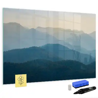 Beschrijfbaar glazen magneetbord met abstract landschapsontwerp