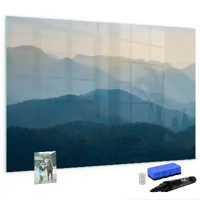 Beschrijfbaar glazen magneetbord met abstract landschapsontwerp