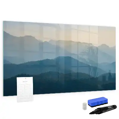 Beschrijfbaar glazen magneetbord met abstract landschapsontwerp