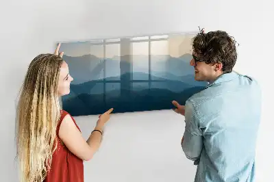 Beschrijfbaar glazen magneetbord met abstract landschapsontwerp