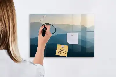 Beschrijfbaar glazen magneetbord met abstract landschapsontwerp