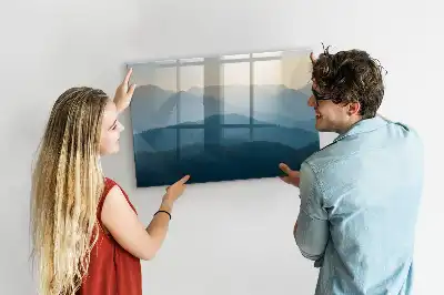 Beschrijfbaar glazen magneetbord met abstract landschapsontwerp