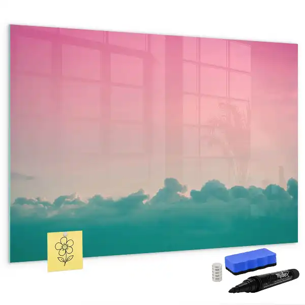 Magnetisch glazen schrijfbord voor notities en foto's in de kleur geleidelijke lucht