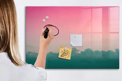 Magnetisch glazen schrijfbord voor notities en foto's in de kleur geleidelijke lucht