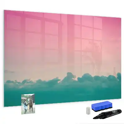 Magnetisch glazen schrijfbord voor notities en foto's in de kleur geleidelijke lucht