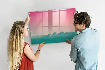 Magnetisch glazen schrijfbord voor notities en foto's in de kleur geleidelijke lucht