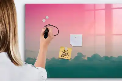 Magnetisch glazen schrijfbord voor notities en foto's in de kleur geleidelijke lucht