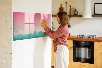 Magnetisch glazen schrijfbord voor notities en foto's in de kleur geleidelijke lucht
