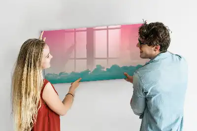 Magnetisch glazen schrijfbord voor notities en foto's in de kleur geleidelijke lucht