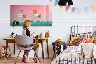 Magnetisch glazen schrijfbord voor notities en foto's in de kleur geleidelijke lucht