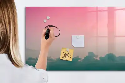 Magnetisch glazen schrijfbord voor notities en foto's in de kleur geleidelijke lucht