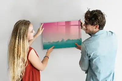 Magnetisch glazen schrijfbord voor notities en foto's in de kleur geleidelijke lucht