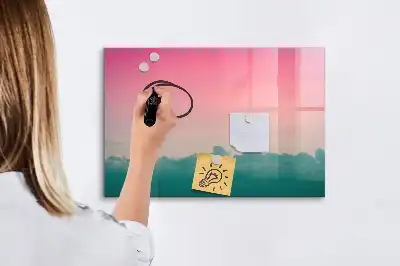 Magnetisch glazen schrijfbord voor notities en foto's in de kleur geleidelijke lucht