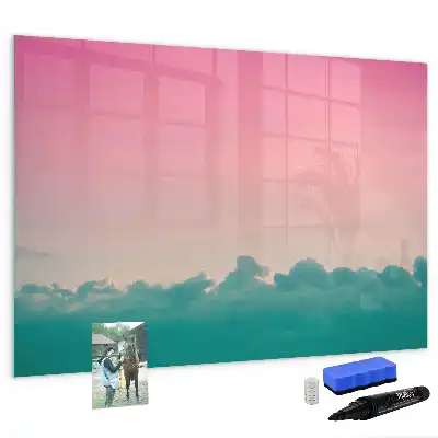 Magnetisch glazen schrijfbord voor notities en foto's in de kleur geleidelijke lucht