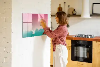 Magnetisch glazen schrijfbord voor notities en foto's in de kleur geleidelijke lucht