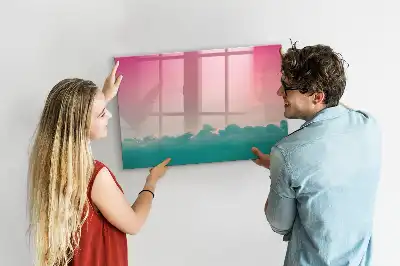 Magnetisch glazen schrijfbord voor notities en foto's in de kleur geleidelijke lucht