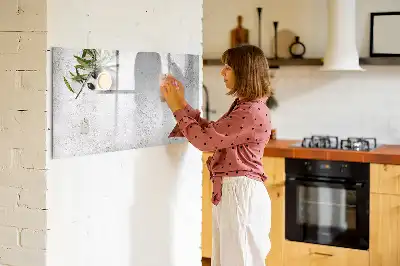 Beschrijfbaar glazen magneetbord met minimalistisch olijfontwerp