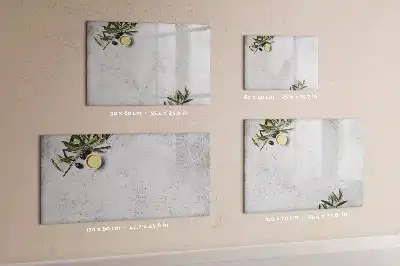 Beschrijfbaar glazen magneetbord met minimalistisch olijfontwerp