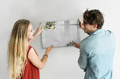 Beschrijfbaar glazen magneetbord met minimalistisch olijfontwerp