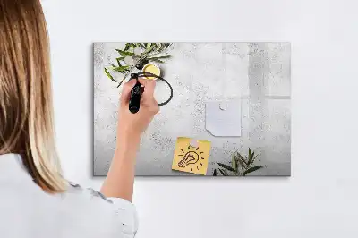 Beschrijfbaar glazen magneetbord met minimalistisch olijfontwerp