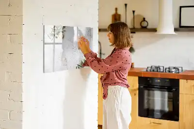 Beschrijfbaar glazen magneetbord met minimalistisch olijfontwerp