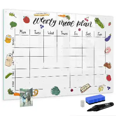 Beschrijfbaar glazen magneetbord weekplanner voor maaltijden