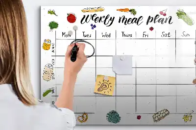 Beschrijfbaar glazen magneetbord weekplanner voor maaltijden