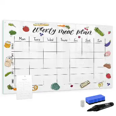 Beschrijfbaar glazen magneetbord weekplanner voor maaltijden