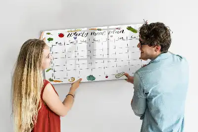 Beschrijfbaar glazen magneetbord weekplanner voor maaltijden