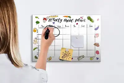 Beschrijfbaar glazen magneetbord weekplanner voor maaltijden
