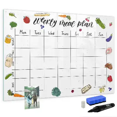 Beschrijfbaar glazen magneetbord weekplanner voor maaltijden