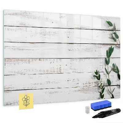 Glazen magneetbord met design beschrijfbaar met houten planken