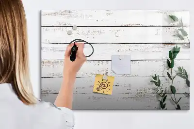 Glazen magneetbord met design beschrijfbaar met houten planken
