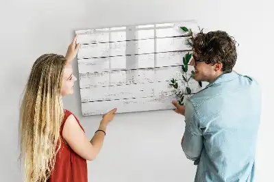 Glazen magneetbord met design beschrijfbaar met houten planken