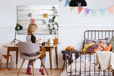 Glazen magneetbord met design beschrijfbaar met houten planken