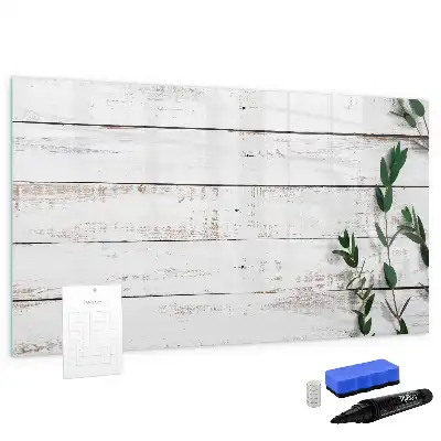 Glazen magneetbord met design beschrijfbaar met houten planken