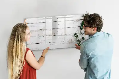 Glazen magneetbord met design beschrijfbaar met houten planken