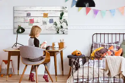 Glazen magneetbord met design beschrijfbaar met houten planken