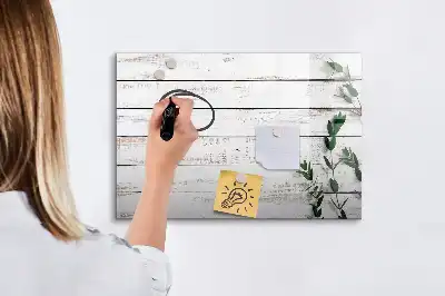 Glazen magneetbord met design beschrijfbaar met houten planken