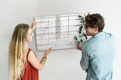 Glazen magneetbord met design beschrijfbaar met houten planken
