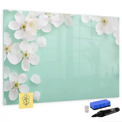 Magnetisch glazen schrijfbord voor notities en foto's drijvende madeliefjes